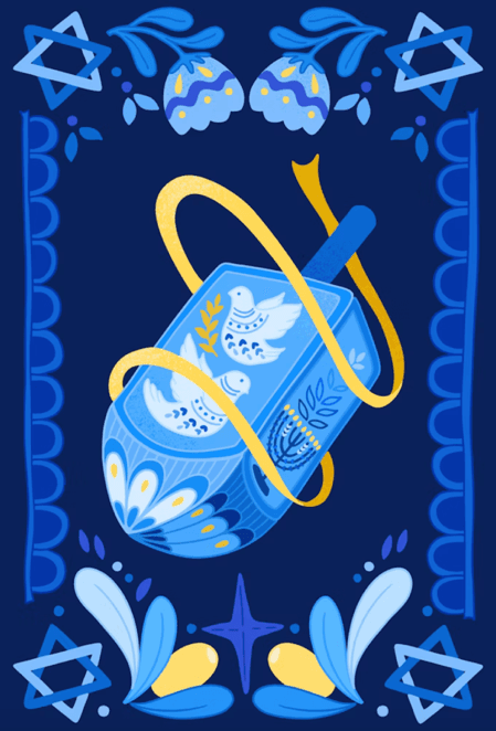 Decorative dreidel illustration