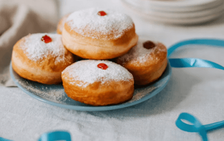 Jam-filled sufganiyot doughnuts