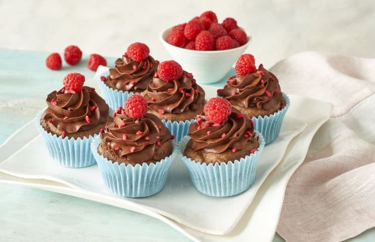 Chocolate ganache raspberry cupcakes