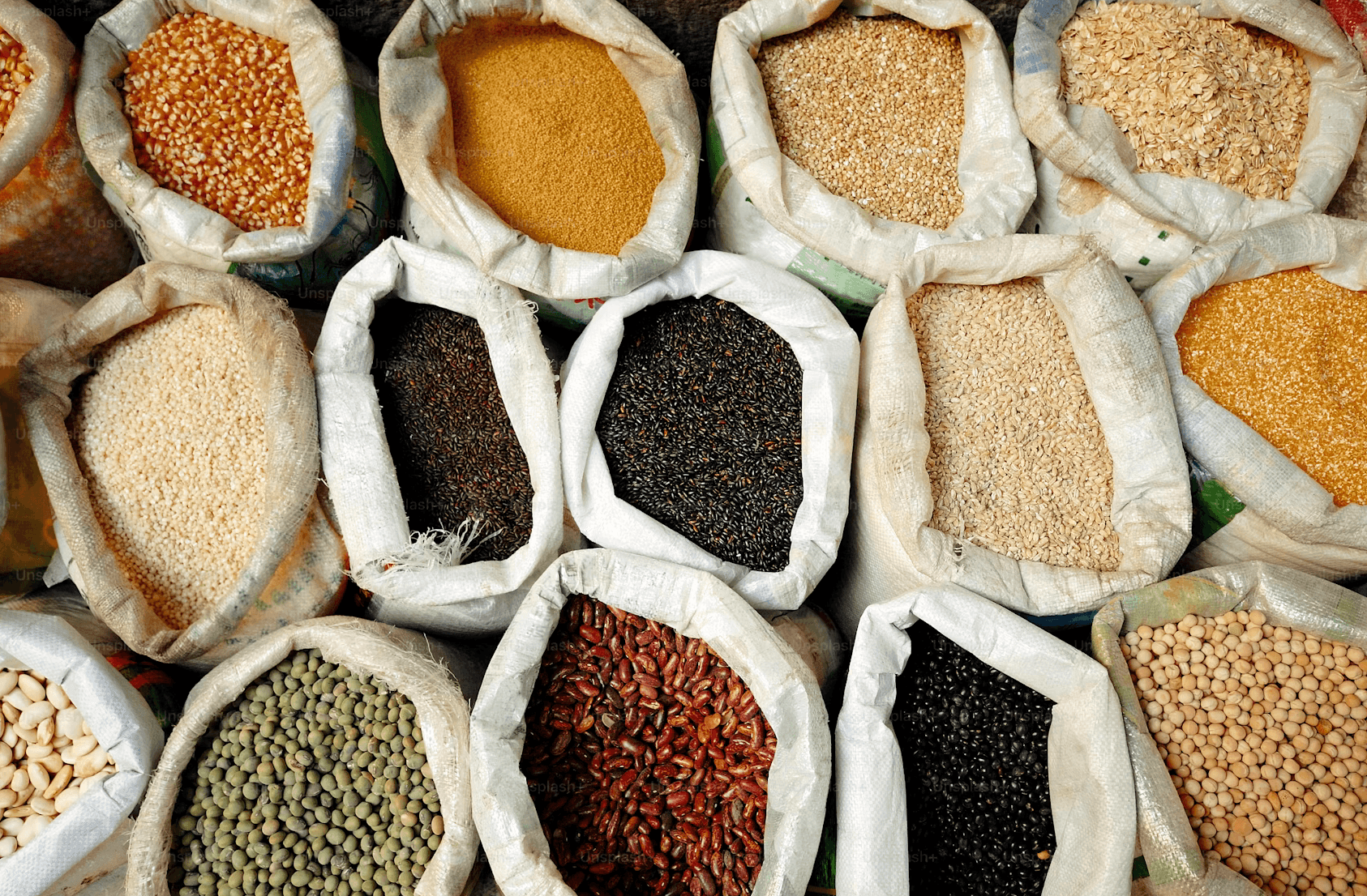 Rainbow variety of grains