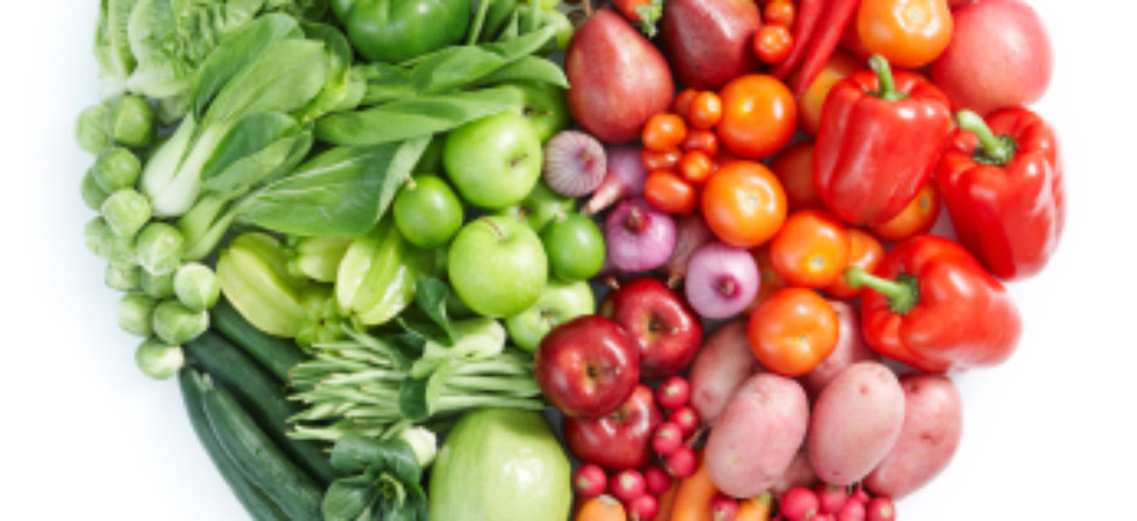 Fruit and veg in a heart shape