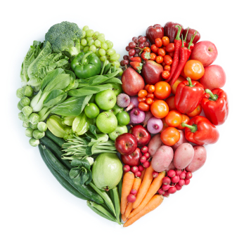 Fruit and veg in a heart shape