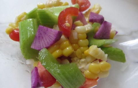 Purple daikon salad from Vegetables for breakfast