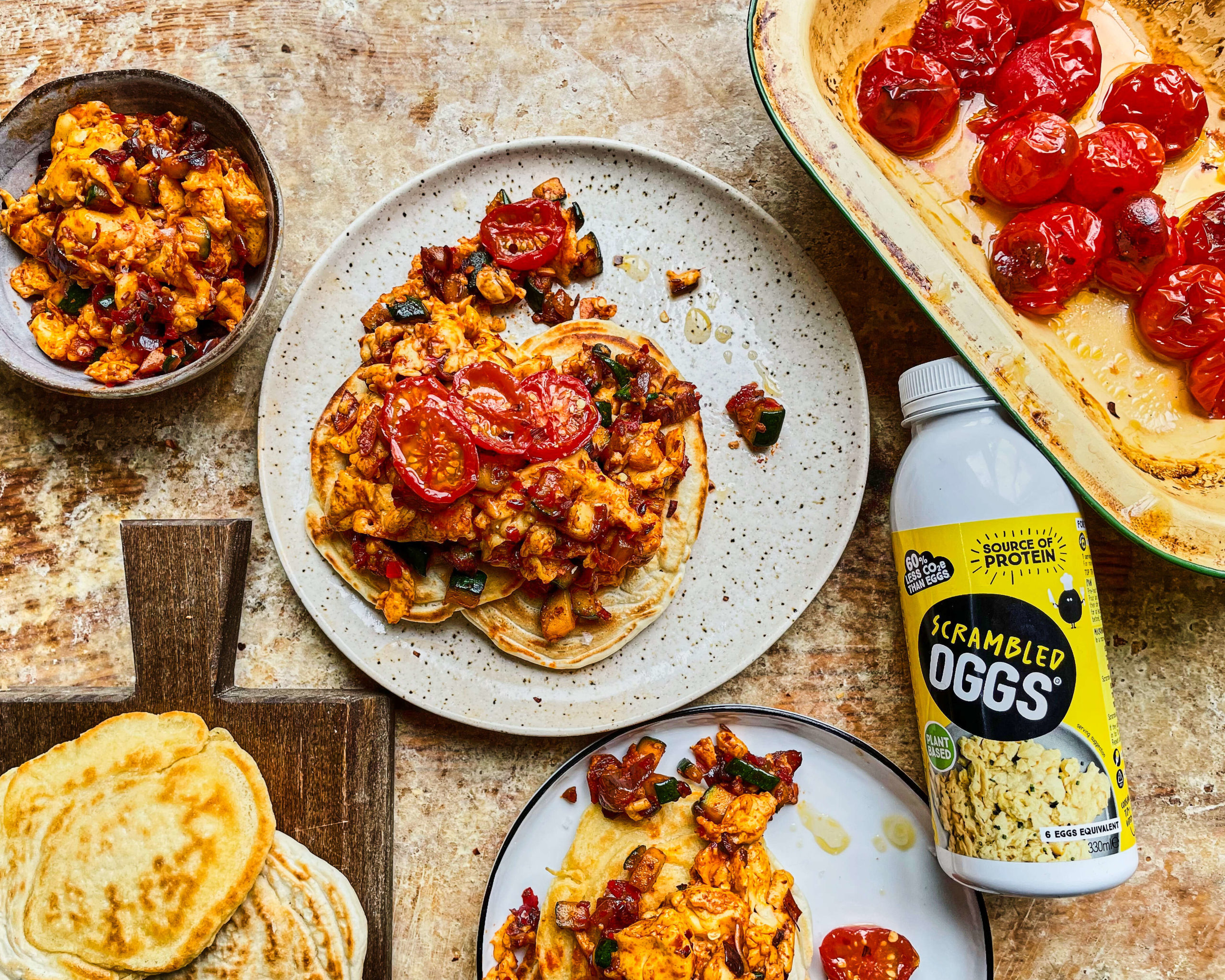 Savoury pancakes with spicy OGGS and roasted tomatoes 8